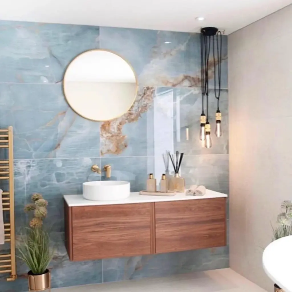 Bathroom vanity and wall light detail in Essex