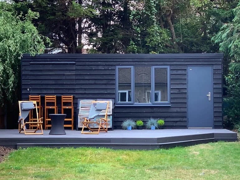 Completed garden room installation exterior in Essex