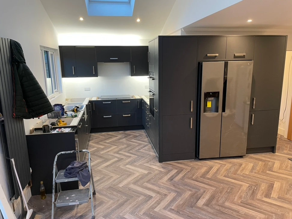 Open plan kitchen dining area in Essex